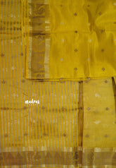 Paris Yellow - Raaga - Semi Tussar Plain body with Buttas and Mayil Border